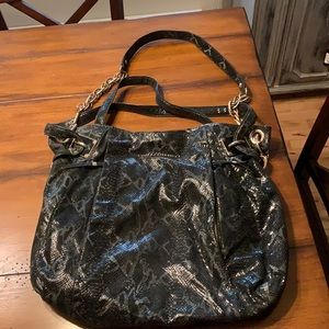 Oversized Elliot Lucca Tote Bag Black Snakeskin